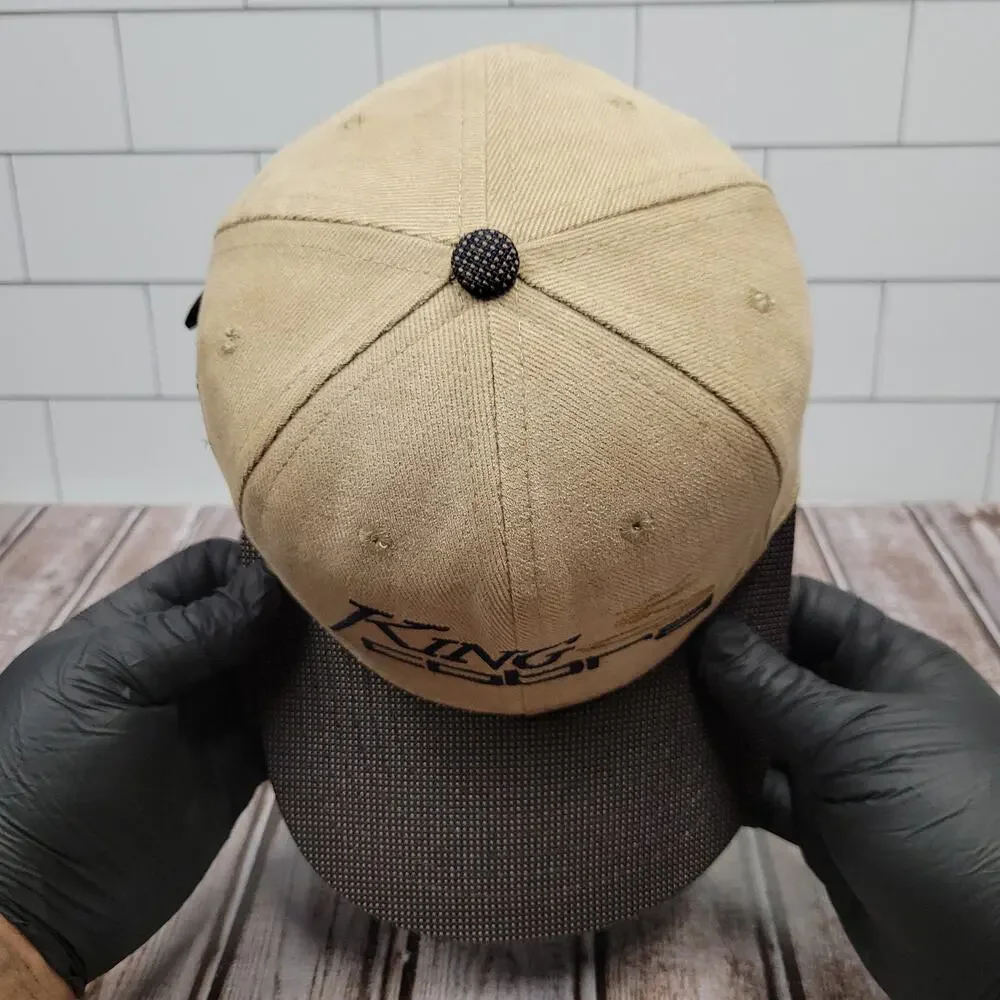 Vintage King Cobra Golf Hat Made in USA Leather Strap Tan Navy Cap